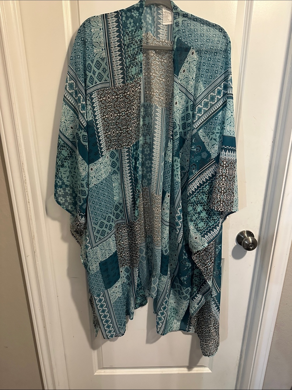 Boho Patchwork Teal Kimono